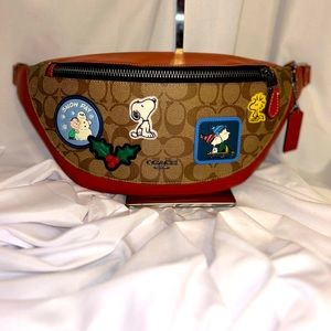Coach X Peanuts Warren Belt Bag In Signature Canvas With Patches